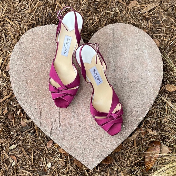 4.5” Choo Satin Stiletto Heels, Fuchsia, Italian size 40 - Picture 5 of 15